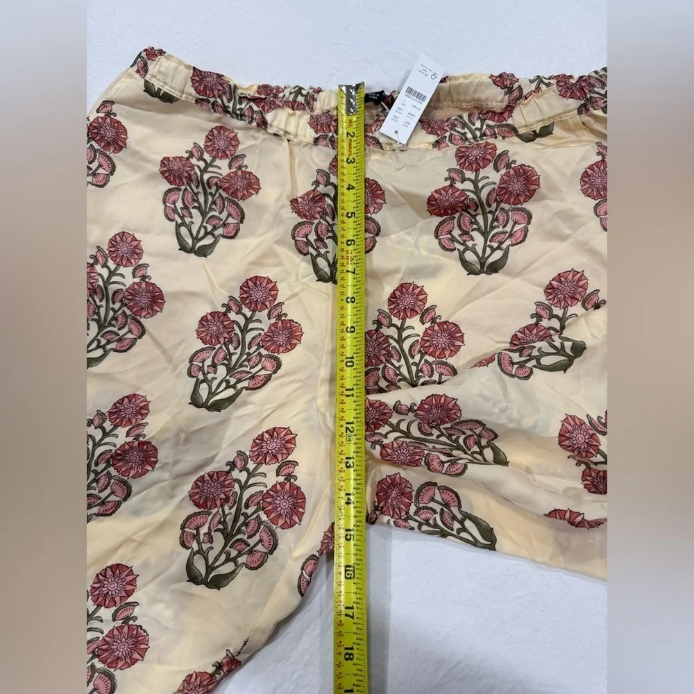 J. Crew Cream and tan Floral Wide Leg Pants